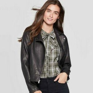 Faux leather moto jacket